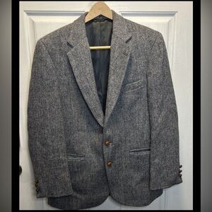 Harris Tweed Handwoven 100% Pure Scottish Wool Sportscoat Blazer Gray Vtg 40R